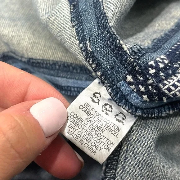 Sea New York Patchwork Cotton Denim And Lace Oversized Mock Neck Mini Dress sz 4 - Picture 11 of 11